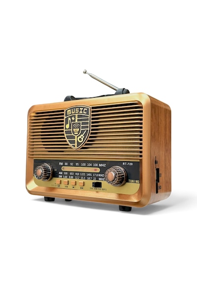 Rt-720 Nostalji Radyo Ahşap Görünüm Radyo,trend Tasarım Güneş Panelli Nostalji Radyo