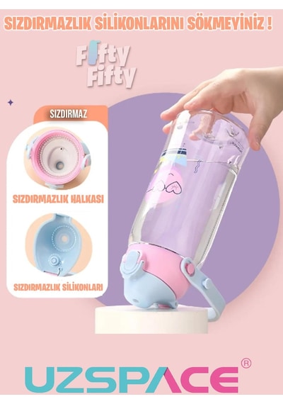 Uzspace Pipetli 500 Ml Boyun Askılı Tritan Çocuk Su Matarası -kutulu- Ffuz2201500 001