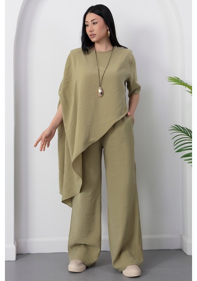 Kalopya Simetrik Crop Pantolon İkili Takım Grs3933 Yesıl