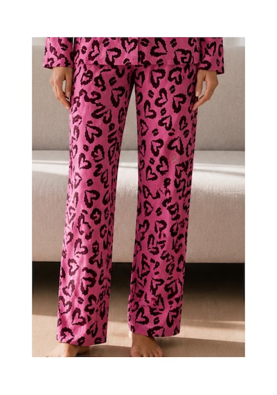 Fit Women Kadın Desenli Basic Kış Lila Pijama Takımı
