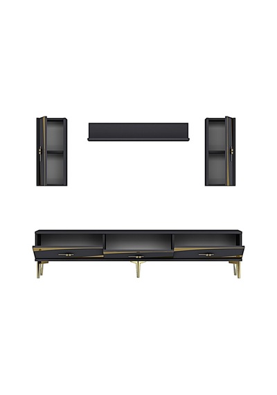 Tvr1813ag Elips Tv Ünitesi Takımı Antrasit-gold 180cm Antrasit - Altın
