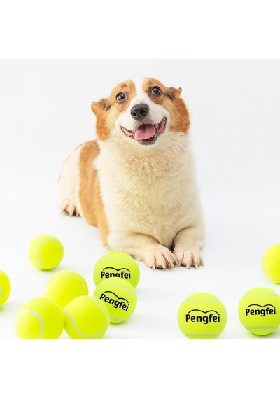 Ayrex Jouis Köpek Oyuncağı Tenis Topu 2'li Büyük Boy Dayanıklı Kauçuk İç Yapı, Diş Dostu Yumuşak Keçe