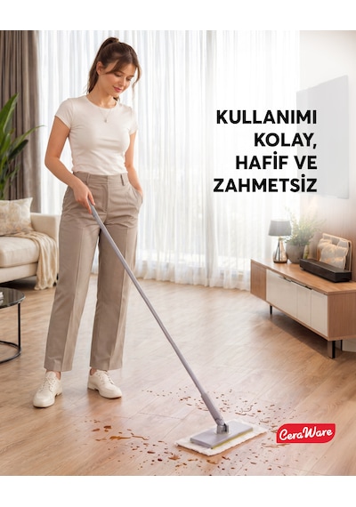 Home Care Pratica Click Mop Set El Değmeden Bez Tak Çıkar Kullan At ve Tüm Bezlerle Uyumlu