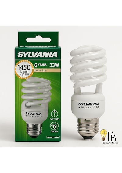 Sylvania Mini-lynx Spiro 23w Tasarruflu Ampul 1450 Lumen E27 Duy 6000 Saat Ömür Spiral Cfl 1