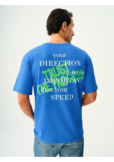 Oversize Fit Erkek Tshirt K.kol Cobalt Blue