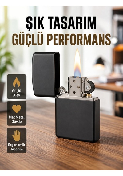 Mey İthalat Tasarım Metal Çakmak Minimal Mat Yüzeyli Ve Şık Görünümlü Ahşap