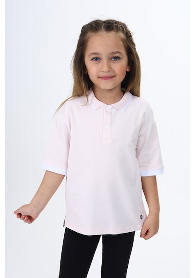 Toontoy Kids Toontoy Kız Çocuk Polo Yaka Baskılı Tişört Pudra