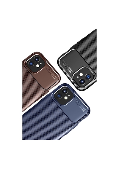 Newface Apple İphone 12 Mini Kılıf Auto Focus Karbon Kapak - Kahverengi