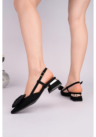 Nesilshoes Nesil Shoes Peri 3648 Siyah Saten Kadın Sandalet
