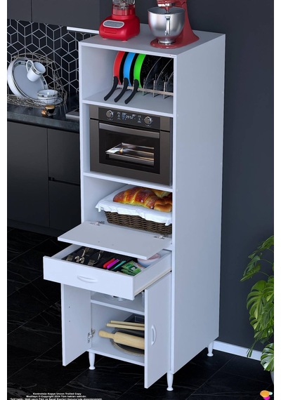 Sedef 60 Cm Fırın Ve Mikrodalga Dolabı Açık 2 Bölmeli Çekmeceli Mutfak Kiler Dolabı 60x195x48 Cm Beyaz Sedef 60 Cm Fırın Ve Mikrodalga Dolabı Açık 2 Bölmeli Çekmeceli Mutfak Kiler Dolabı 60x195x48 Cm Beyaz