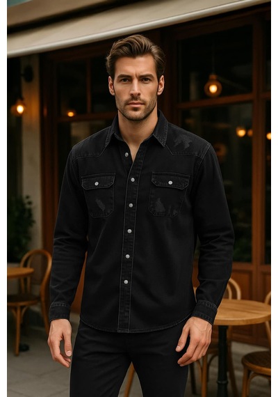 Banny Jeans Erkek Jean Gömlek SİYAH