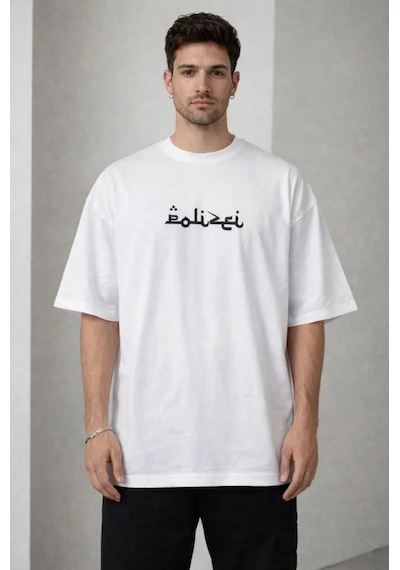 Modi Green Baskılı Erkek Beyaz Bisiklet Yaka Kısa Kollu Streetwear Günlük Ba