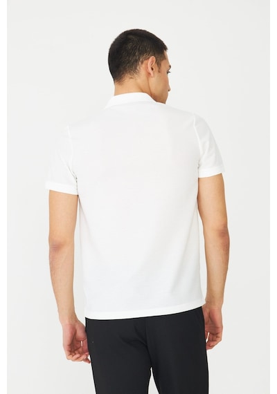 Beyaz Modern Kesim Polo Yaka Erkek T-shirt Beyaz