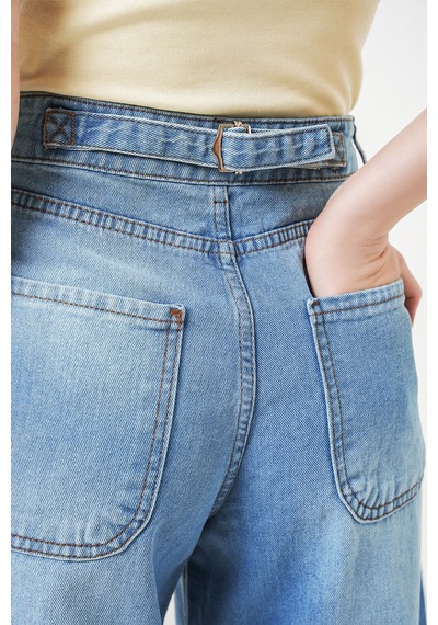 Hiccup Bdart Keten Karışımlı Düz Kesim Denim Jean Açık-orta Mavi Denim