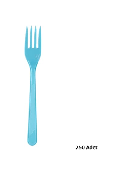 Plastik Turkuaz Renkli Lüx Parti Doğum Günü Çatal - 18 Cm. - 25 Adetlik 10 Paket Turkuaz