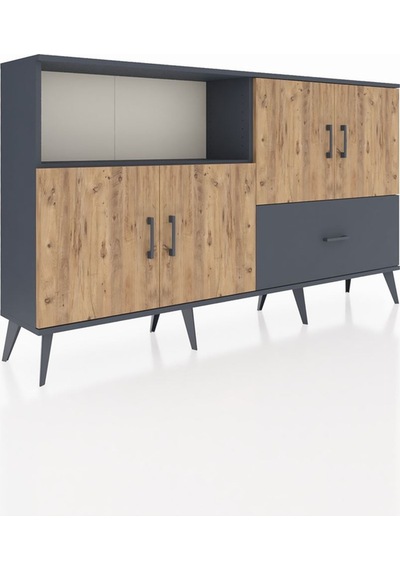 Arges Konsol 4 Raflı Tek Çekmeceli 4 Kapaklı 176x30x99 Antrasit-ç Antrasit-çam/antrasit Arges Konsol 4 Raflı Tek Çekmeceli 4 Kapaklı 176x30x99 Antrasit-ç Antrasit-çam/antrasit
