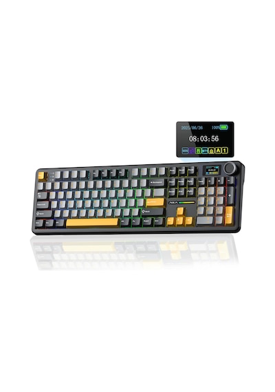 Aula F108 Pro Ekranlı Mekanik Klavye Reaper Switch Rgb Hot Swap 8000mah Makrolu Oyuncu Klavyesi Siyah