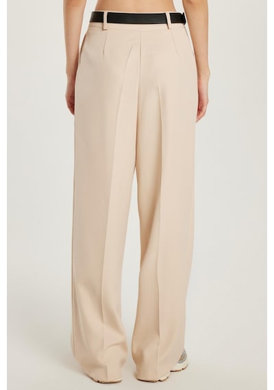 Tudors Kadın Regular Fit Pileli İspanyol Paça Bej Pantolon-34020 Bej
