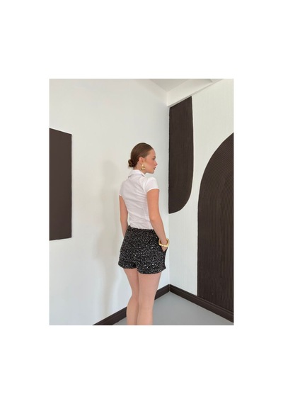 Verymoda Pullu File Şort D3133 Siyah