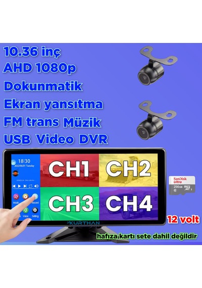 Dvr Ekran Ve 2 Ad 1080p Ahd 150'' Lens Kelebek Kamera 12 V
