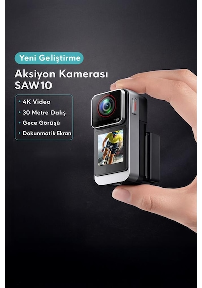 Giyilebilir Aksiyon Kamerası 4k Ultra Hd Kayıt Su Geçirmez Kamera Ac05 Siyah
