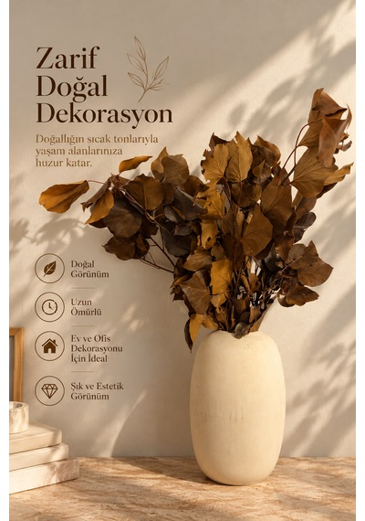 Dekoratif Kurutulmuş Yaprak Buketi Kahverengi
