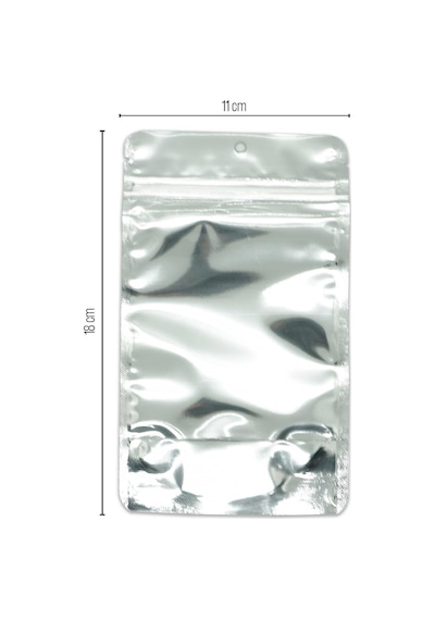 11X18.5X7 Şeffaf Metalize Kilitli Doypack 50 Adet