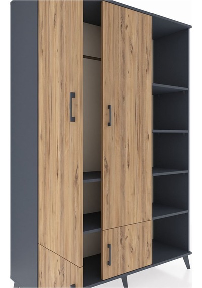 Hyperion Dolap 6 Raflı 4 Kapaklı Tek Askılı 132x44x195 Antrasit-çam/antrasit Atlas Çam/antrasıt Hyperion Dolap 6 Raflı 4 Kapaklı Tek Askılı 132x44x195 Antrasit-çam/antrasit Atlas Çam/antrasıt