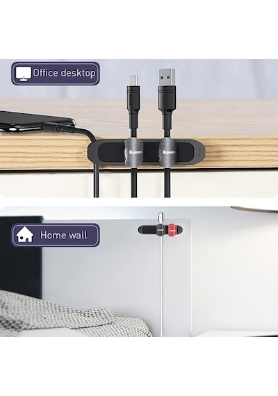 Baseus Cable Fixer Kit Kablo Organizatör Tutucu Ve Ayrıştıcı- 5775 Siyah