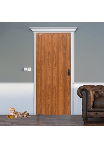 Faran Dekorasyon 72 x 230 Ceviz Renk Camsız Pvc Akordiyon Katlanır Kapı - FRNAKMODEL-110