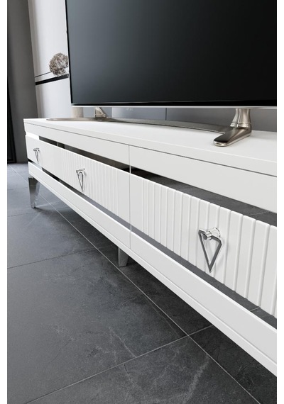 150 CM KORDON MDF MEBRAN KAPAK BEYAZ GÜMÜŞ