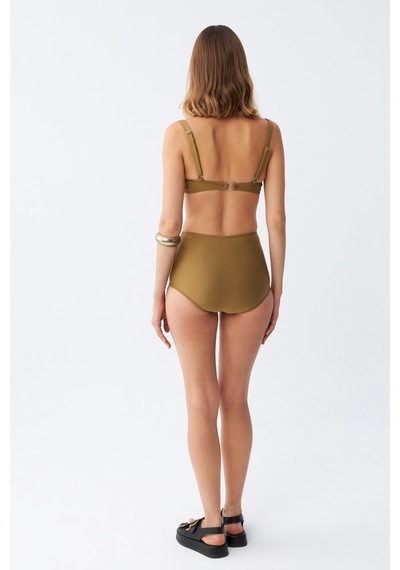 Akbeniz Kadın Basic Hardal Pedli Yüksek Bel Bikini Takımı