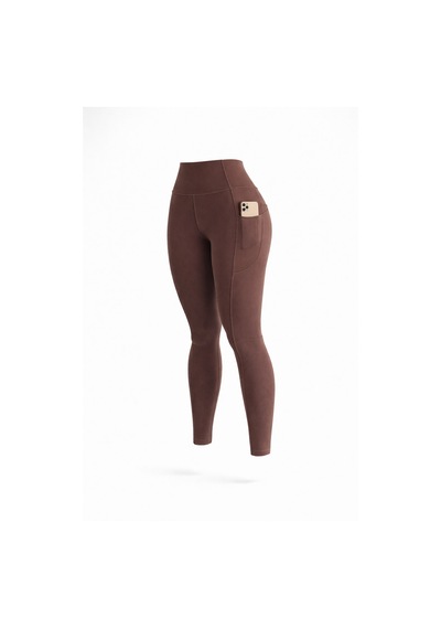 Balenbi Haute Kadın Yüksek Bel Toparlayıcı Çift Cepli Leggings Fitness Tayt 1092 Kahverengi
