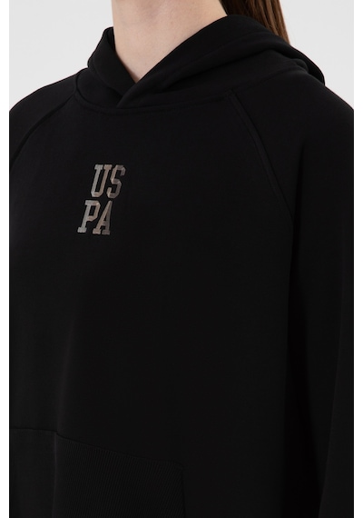 U.S. Polo Assn. Kadın Siyah Yırtmaçlı Kapüşonlu Sweatshırt 50313611-VR046