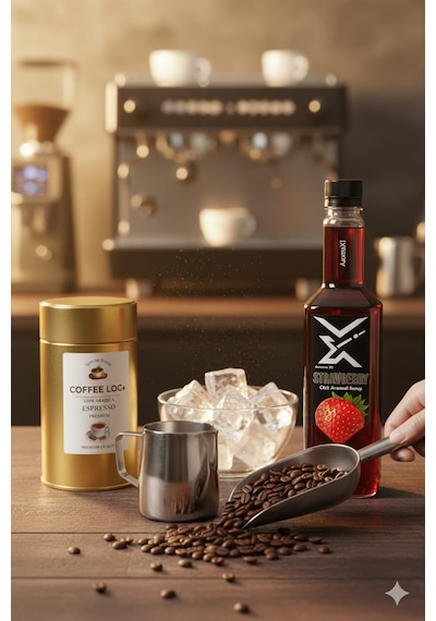 Çilek Aromalı Konsantre Şurup 700 Ml Kokteyl, Kahve, Smoothie Ve Tatlılar İçin Profesyonel Kullanım