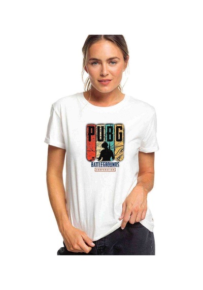 Pubg Battlegrounds Pubg Corporation Baskılı Beyaz Kadın Tshirt