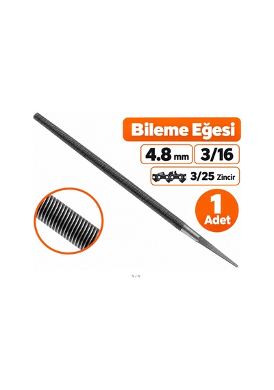 Algaride 4,8 Mm 3/16 Motorlu Testere Zincir Eğesi 3/25 Zincir Uyumlu Yuvarlak Bileme Eğesi 1 Adet