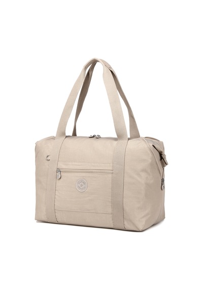 Smart Bags Orta Boy Su Geçirmez Extra Hafif Krınkıl Kumaş El Valizi Ve Spor Çantası Bej