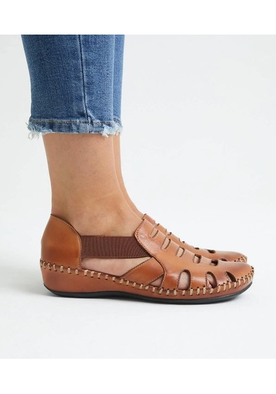 Venüs Malin Hakiki Deri Comfort Ortopedik Kadın Sandalet Taba
