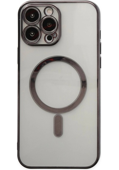 Apple Uyumlu iPhone 14 Pro Kılıf Magneticsafe Lazer Silikon Siyah/