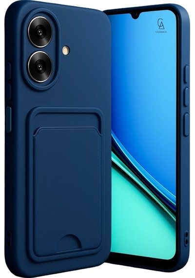 Realme Note 60 Uyumlu Arka Kamera Korumalı Kart Koyulabilen Silikon Kartlıklı Kılıf Kapak Lacivert