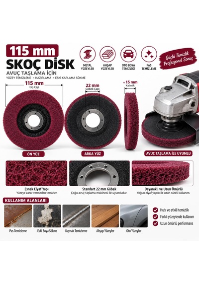 115 Mm Skoç Disk Avuç Taşlama Uyumlu