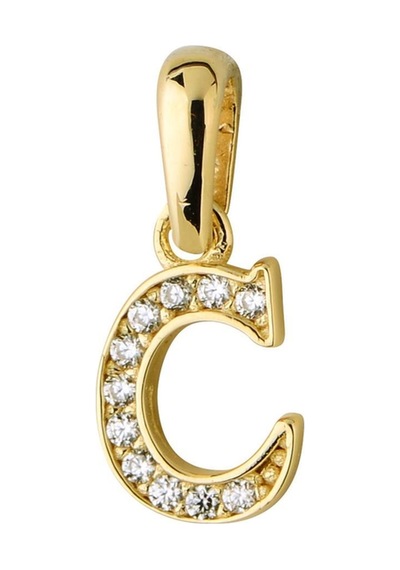 Goldkupe 14 Ayar Altın C Harfi Taşlı Kolye Ucu 0,42 Gr-3450