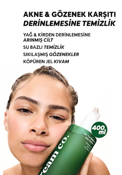 Cream Co. Tea Tree Balance Jelly Cleanser Akne ve Siyah Nokta Karşıtı Arındırıcı ve Dengeleyici Yüz Temizleme Jeli 400 ML