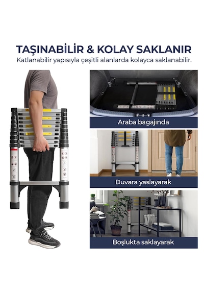 Paslanmaz Çelik Katlanır Merdiven 3.1 Metre 1 Adet