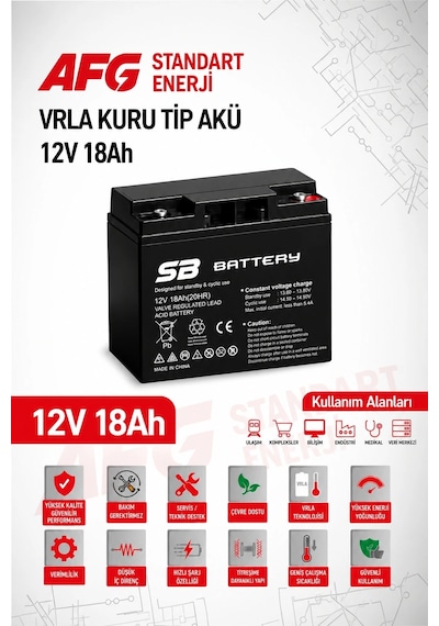 Sb Battery 12v 18ah Bakımsız Kuru Akü