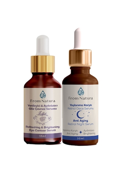 From Natura  Retinol Night Serum 30 ML + Yenileyici ve Aydınlatıcı Göz Çevresi Serumu 18 ML