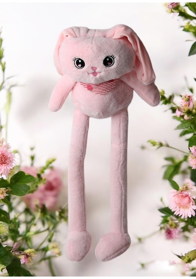 İthal Kumaş Kulakları & Ayakları Uzayıp Küçülen Sevimli Tavşan Peluş Oyuncak & Uyku Arkadaşı 75 Cm. 001