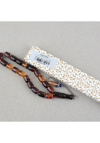 Sıkma Kehribar Püsküllü Efe Boy Kapsül Kesim 10x13mm Tesbih -alacalı