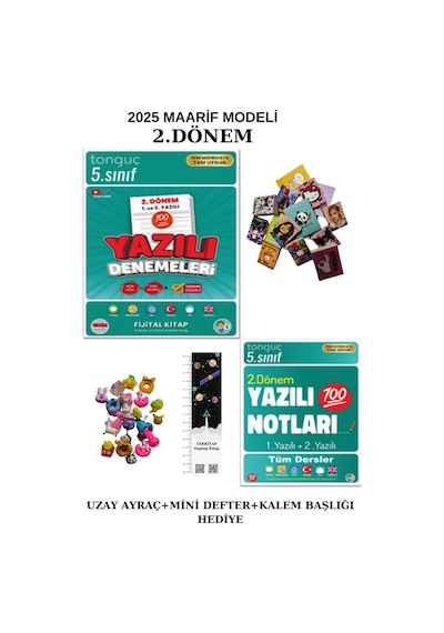 Tonguç 5. Sınıf Yazılı Notları Ve Yazılı Denmeleri 2. Dönem 1 Ve 2. Yazılı Uzay A.+mini D.+kalemb